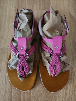 KID EXPRESS Girls 32 (US 1- 1.5) Strappy Sandals Pink Leather