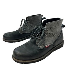 Botas con cordones Levi’s para hombre cuero negro gris textil talla 8,5
