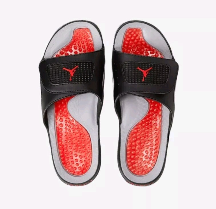 乾燥台地　英語版　4枚セット Nike Jordan Hydro 4 IV Slide 532225-060 Black Fire Red