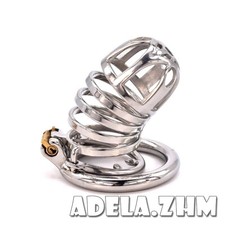 Stainless Steel Male Chastity Device Long Cage for Men Metal Locking Belt Ring