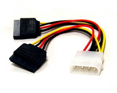 Bytecc SATA2-POWER 4 Pins Molex Connector to 2 Serial ATA Power 6'' Cable