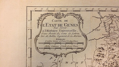 ANTICA CARTA GEOGRAFICA LIGURIA GENOVA M. BELLIN CARTE DE L'ETAT DE GENES 5/18 - Picture 3 of 5