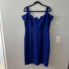 NWT *flaw* Eliza J Bright Blue Off Shoulder Knee Length Dress Women's 16