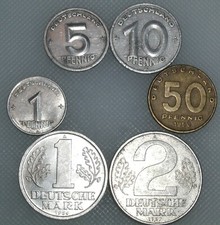 Alte DDR Mark Deutsche Mark Erinnerungssatz 1 Pfennig bis 2 DM