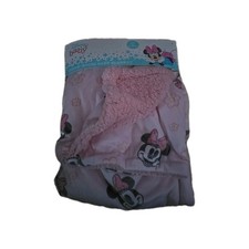 Disney Baby Minnie Mouse Baby Blanket Pink Sherpa Reversible Flowers 40x30