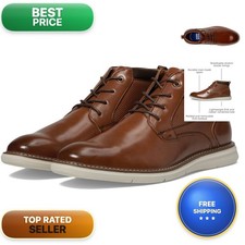 Nunn Bush Mens Chase Plain Toe Chukka Contemporary Fashion Boots Cognac 9 Wide