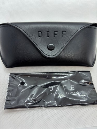 Diff Sunglasses Case Only Black Faux Leather Eyewear Softcase + Cloth NEW