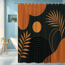 Modern Black and Orange Abstract Shower Curtain for Home Decor