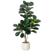 4-7 FT Fiddle Leaf Fig Tree Artificial Realistic Faux Ficus Lyrata Trees in Whit