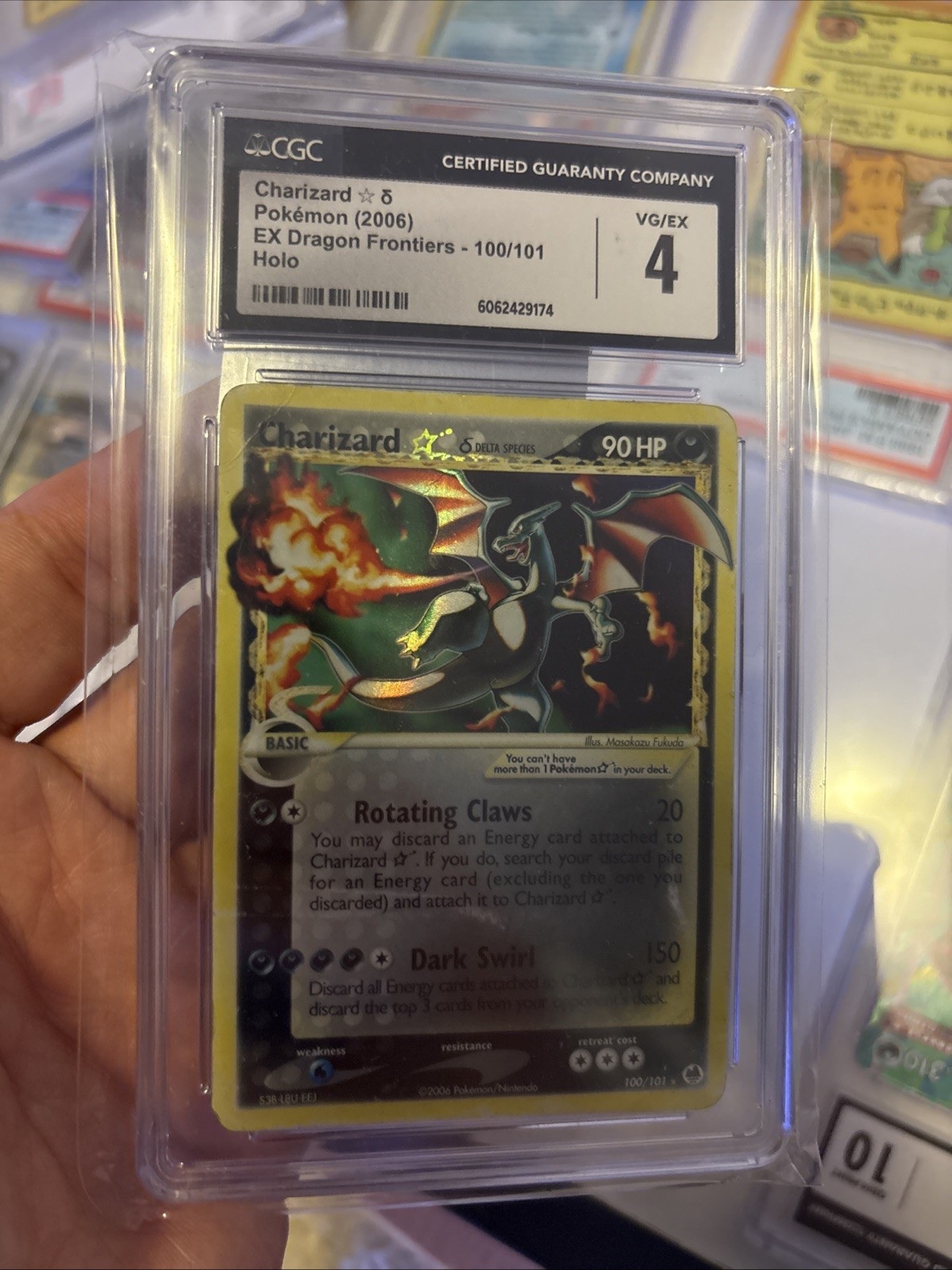2006 POKEMON EX DRAGON FRONTIERS GOLD STAR #100 CHARIZARD-HOLO CGC 8.5