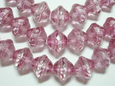 21 9mm Czech Glass Pink Crystal Faceted Saturn Saucer Beads