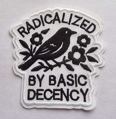 ''Radicalized By Basic Decency'' Typ 2  Patch zum Aufbügeln 7,5 x 7,5 cm