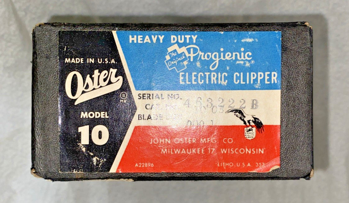 VTG Box Only Oster Model 10 Heavy Duty Progienic Electric Clipper
