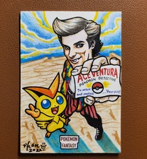 Ace's Victini Halloween Pokémon Fantasy PSC Sketch Card by Varon Moreno Ventura