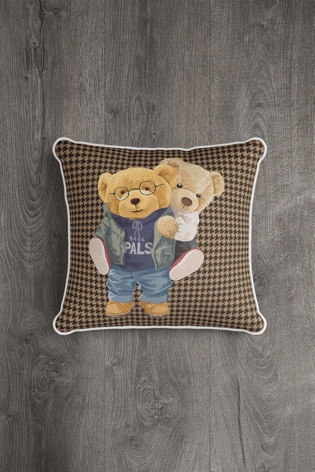 Fluffy Velvet Christmas Pillow Cover - Adorable Teddy Bear Design 45x45 cm - Image 2 of 4