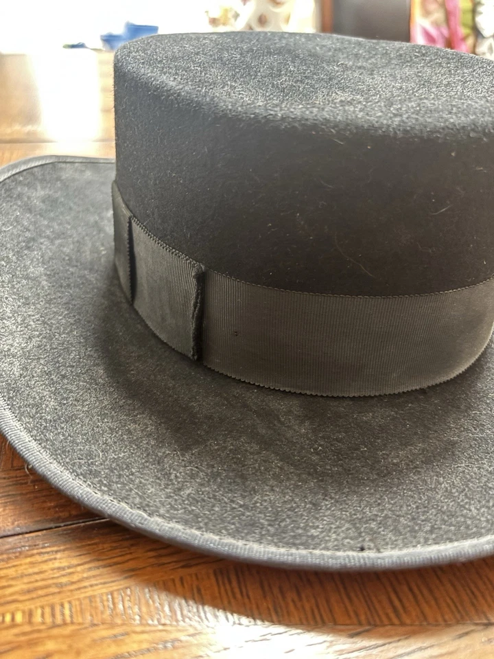 Sombrero bolero occidental negro | Corona de jugador de fieltro de lana | Ala ancha unisex Foto 2 de 4