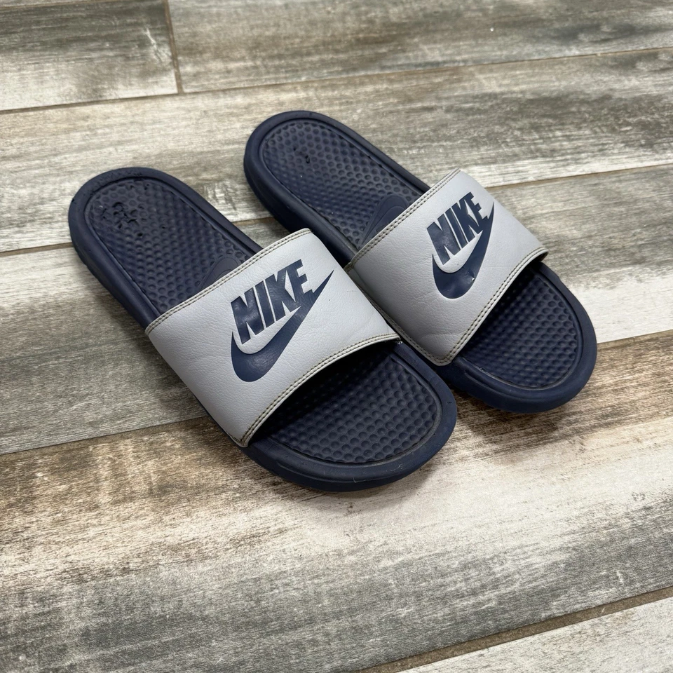 Nike Benassi Midnight Azul Marino y Gris Slides Nike Azul Marino Sin Cordones Zapatos para Hombre Talla 10” Foto 2 de 4