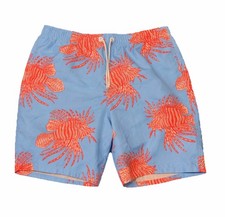 Abercrombie  Fitch Swim Trunks Extra Large XL Fish Print Blue Red Swim Shorts