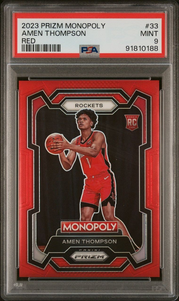 2023-24 Panini Prizm Monopoly Red Amen Thompson Rookie /99 PSA 9 Houston Rockets