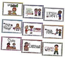 Alpurple 9 Pcs A4 Classroom Rules Posters, Preschool Class Rules Poster,