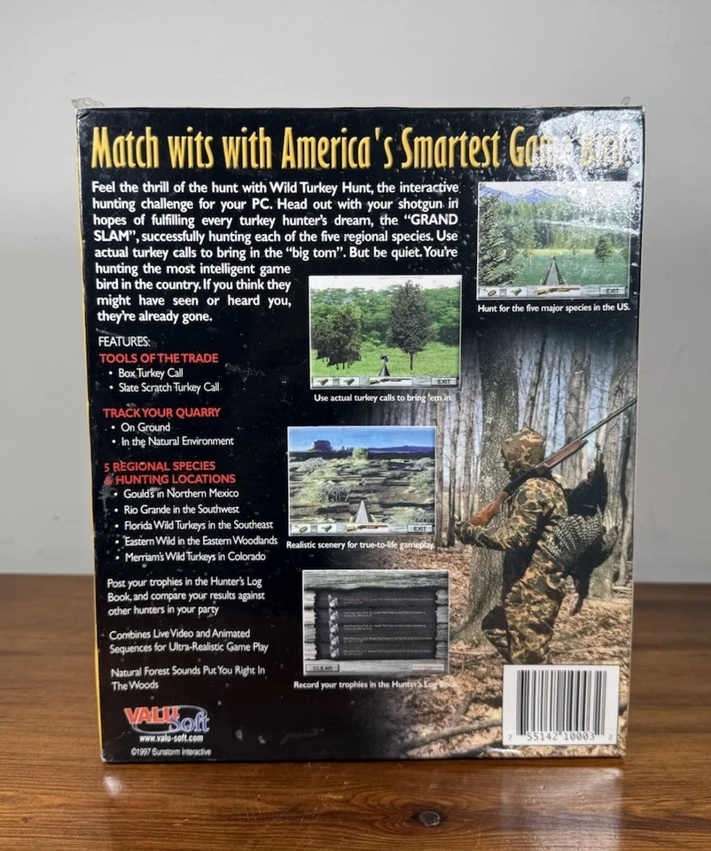 Vintage Wild Turkey Hunt Interactive Hunting Big Box PC Game - SEALED 1997 - Image 3 of 4