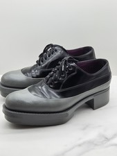 PRADA F/W 2012 Archive Black Leather Rubber Dipped Platform Derby Shoes Size...
