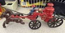 Price Import Vintage Cast Iron Horse-Drawn Fire Truck Toy