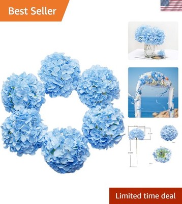 Stunning 6-Pack Blue Silk Hydrangeas - Ideal for Weddings, Homes, and Events