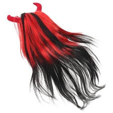 Halloween Costume Wigs Cosplay Accessory for Men Furry Evil Horns