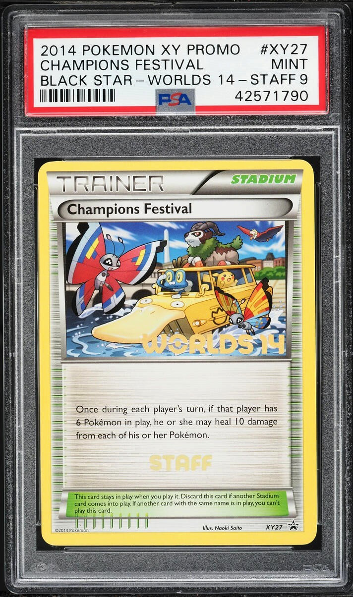 PSA 9 (TOP POP) | 2014 Pokemon Champions Festival #XY27 | STAFF Worlds 14