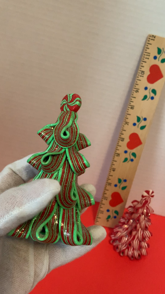Tsll Tree Vintage Pair of Candy Ribbon Christmas Trees for Decorating 4.5