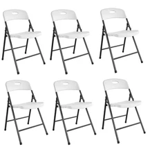Folding Chair w /Steel Frame, White 250lb Cap COSCO 14-833-W 6-PK (PICK-UP ONLY)