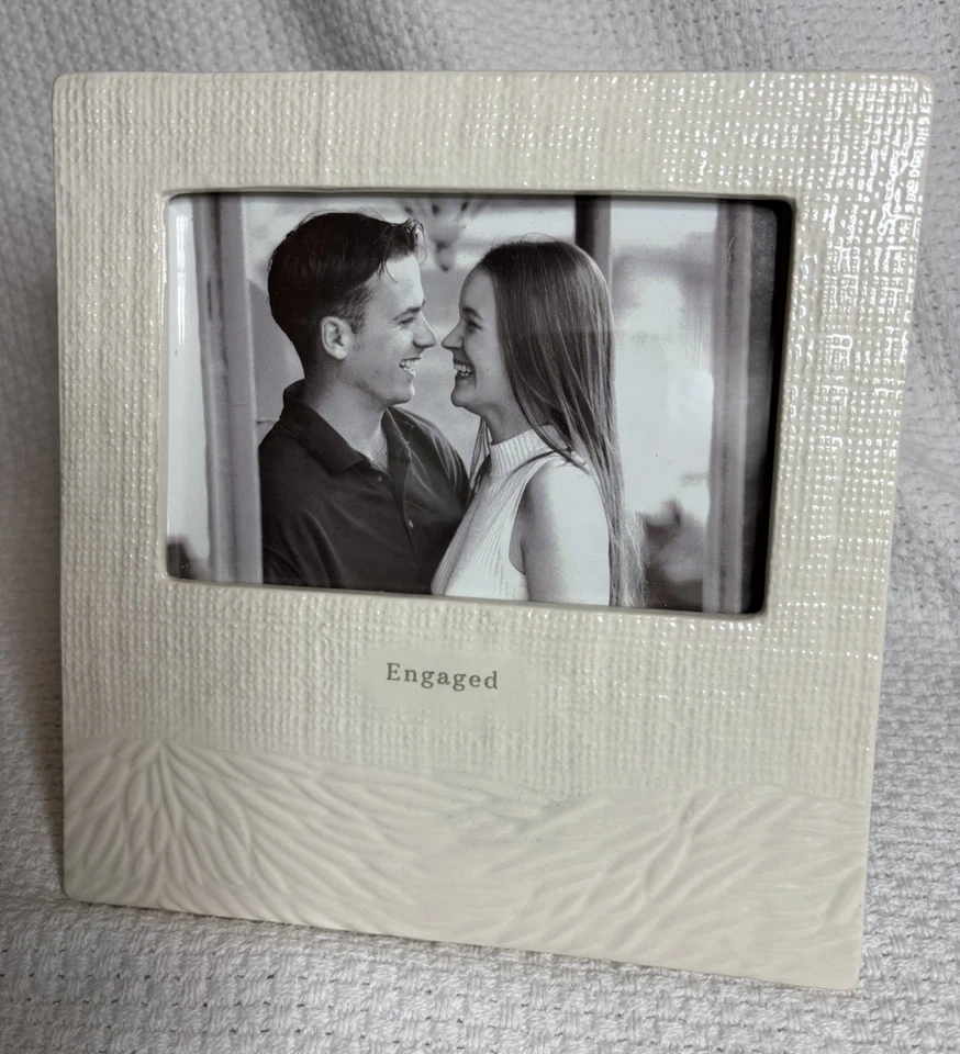 Engaged White Picture Frame Holds 4X6 Photo Engagement Present - Image 2 of 4
