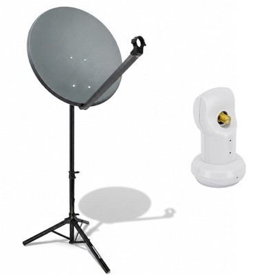 Camping TV SAT Anlage 80cm ALU Satelliten Antenne Dreibein Stativ Single LNB 4K