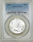 1958 P Franklin Half Dollar PCGS MS64 White Frosty Luster PQ New Holder #A313A