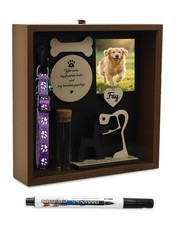 Pet Memorial Gift Shadow Box, 8.6'' Dog Memory Shadow Box Frame with Collar H...