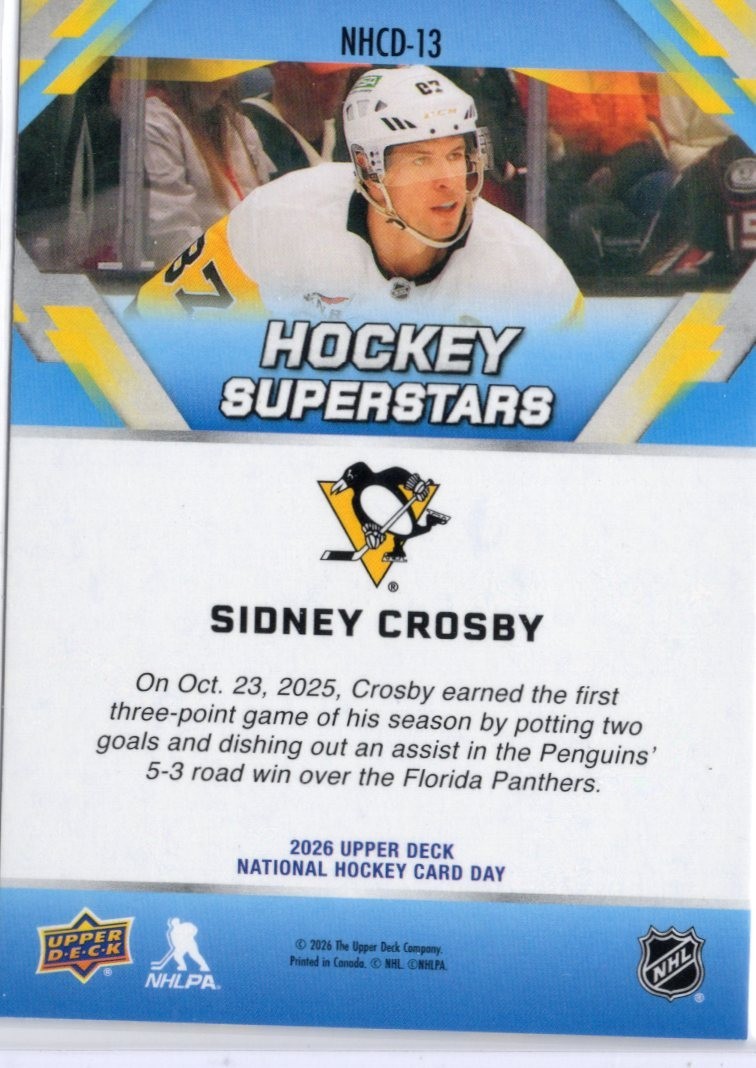 2026 Upper Deck National Hockey Card Day Sidney Crosby #NHCD-13