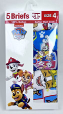 NWT/UNOPENED Nickelodeon PAW Patrol Boys' Briefs 5 Pack Size 4 100 Cotton