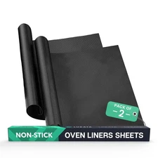 2-Pack Oven Liners 17"x25" – Heavy Duty Non-Stick Reusable Mats for Clean Ovens