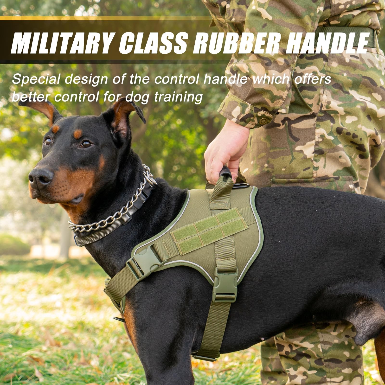 Tactical Dog Harness,No Pull Military Pet Harness for Medium Large Dogs, Adju...