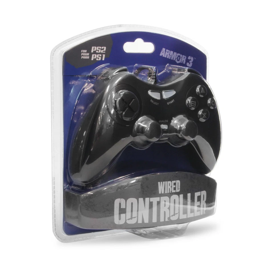 Black Wired Game Controller for PS2 - Image 2 of 3