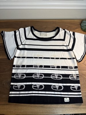 ITALY BOTTEGA ELISA CAVALETTI FR 38 US M STRIPED Black & White BLOUSE Top Tee