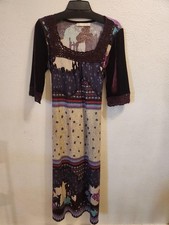 Solitaire Dress Womens Large Purple Velvet Sleeves Crochet Trim Boho Print Midi