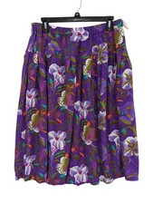 Vintage 90s Floral Pleated Midi Skirt High Rise Festival Indie Tropical Size M