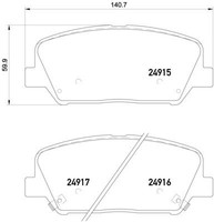 2X Brembo Bremsbelagsatz, Scheibenbremse P 30 065X FüR Hyundai KIA