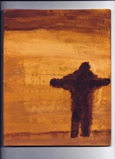 ALONE - Painting 8x10 Abstract Dada Surrealism Solitude Isolation Peace