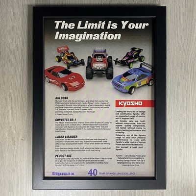 GERAHMTES KYOSHO RC AUTO BIG BOSS CORVETTE LASER WERBUNG 1988