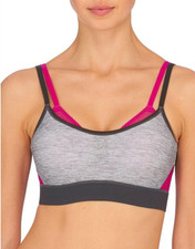 Natori 32C Gravity T-Shirt Sports Bra NWOT Underwire 752201 Heather Gray / Pink
