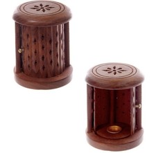 Wood Carved Barrel with Door incense cone
