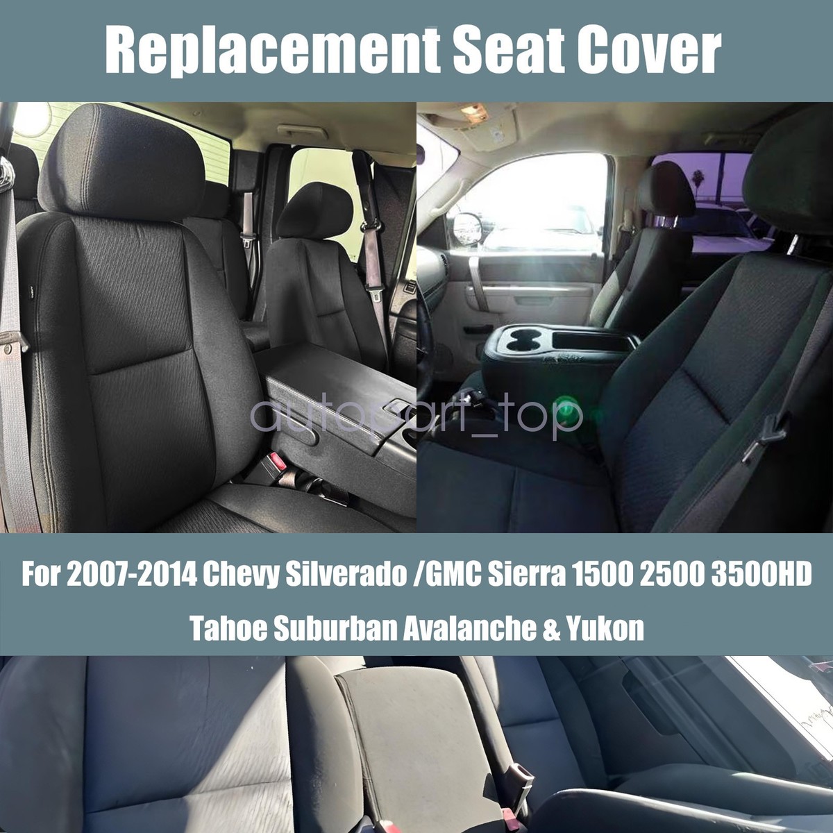 Priprilod Black Cloth Seat Cover Bottom Replacement For Chevy Silverado 1500/2500HD/3500HD 2007-2014 – Driver & Passenger Side - View #11